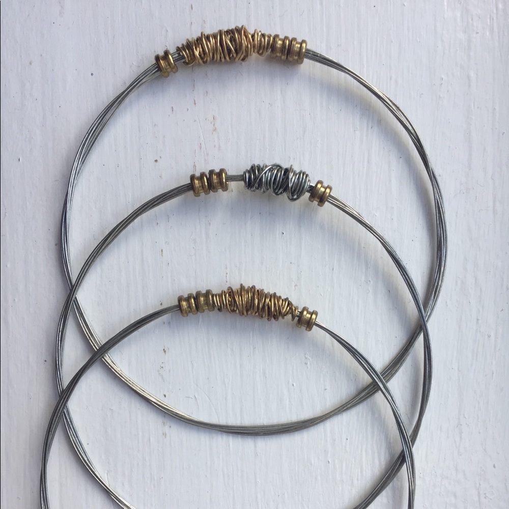 Bangle bracelets wire-type materials.